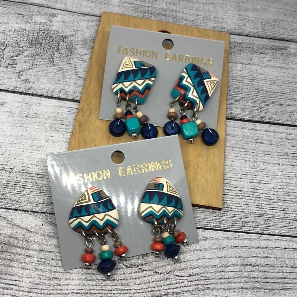 Retro/vintage boho tribal southwestern style statement earrings dangle drop